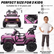 iYofe 24V 2 Seater Ride on Cars, Licensed Ford Bronco Raptor Powered Ride on Toy Truck with Remote Control, 4 Wheels Spring Suspension, Bluetooth Music, LED Light, Electric Car for Kids 3-8, Pink