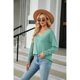thumbnail image 2 of Anbech Deep V Neck Blouse for Women's Soft Long Sleeve Button Shirts Comfty Loose Fit Casual Sexy Tops, 2 of 7