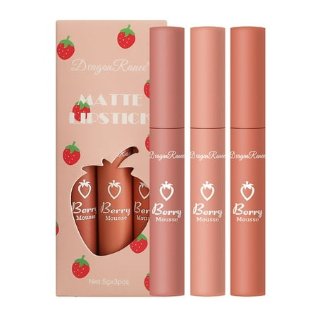 

Strawberry set lip gloss non-stick cup does not fade easily waterproof lip glaze lipstick set box Modifies skin tone lingerie for women