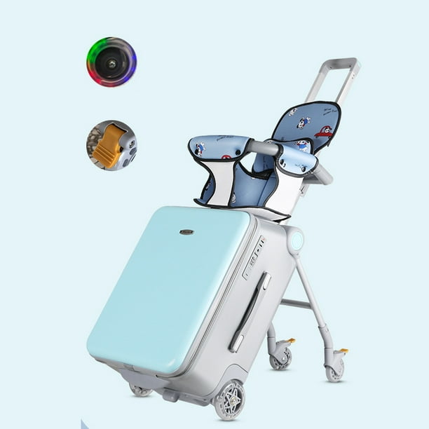 Maleta para niños con ruedas giratorias, maletas grandes con diseño de asiento para niños, equipaje de mano rígido de 20 pulgadas para viajes