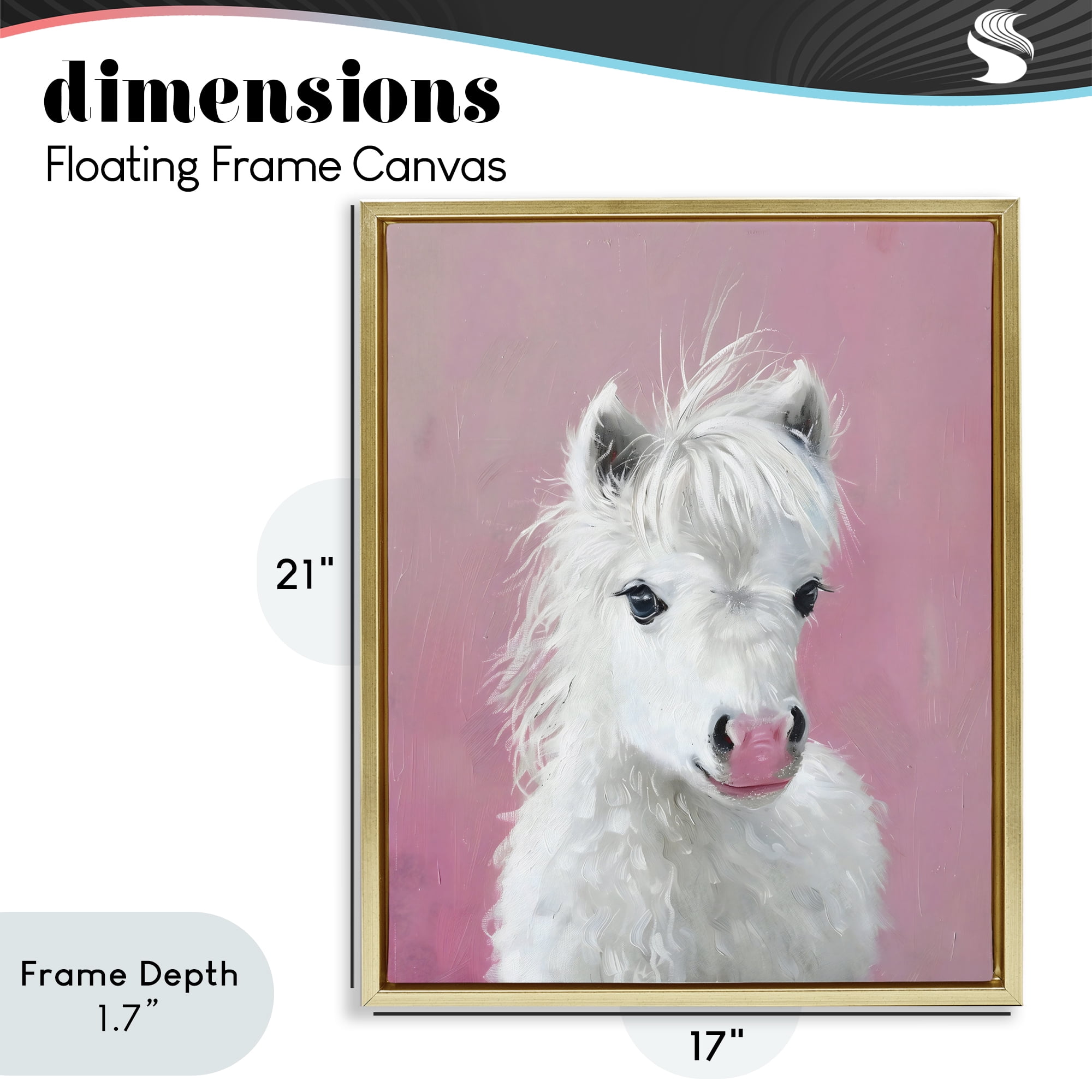 Stupell Industries Gentle White Pony Gold Framed Floater Canvas Wall Art, design by The Prints Vibe