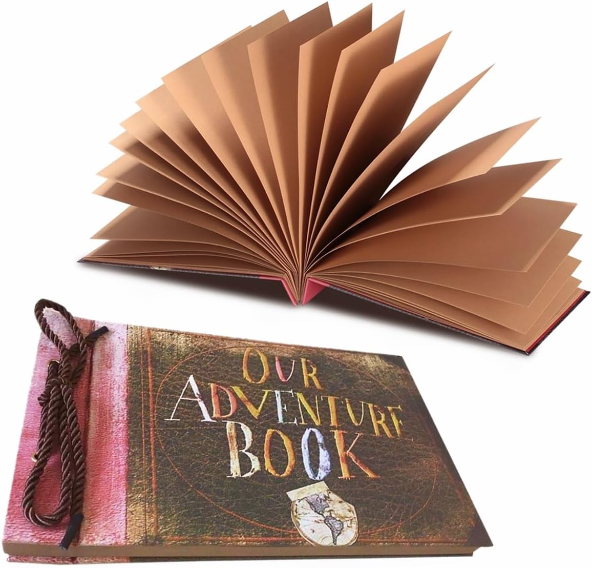Adventure Book Travel Diary & Scrapbook - Retro-Style Photo Album, Vintage Guestbook for DIY Memories, Anniversary, Wedding, Baby, Travel, or Valentine's Day Gift