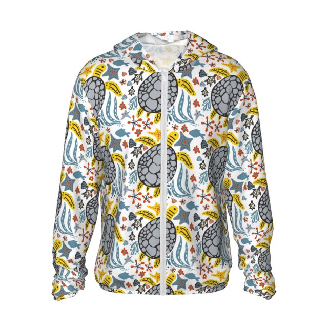 Fotbe Sea Turtle Chaqueta con Protección Solar UPF 50+ para Hombre y Mujer, Camisa con Capucha y Bolsillos-X-Large