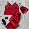 thumbnail image 4 of Oalirro Pajamas for Women Set Casual Short Sleeve Top with Long Pants Homewear Two-Piece Sleepwear Red,XL, 4 of 8
