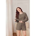 thumbnail image 5 of Ekouaer Fuzzy Fleece Pajamas 2 Piece Warm Soft Lounge Set Long Sleeve Sweater Top and Shorts Loungewear Outfits Sweatsuits, 5 of 6