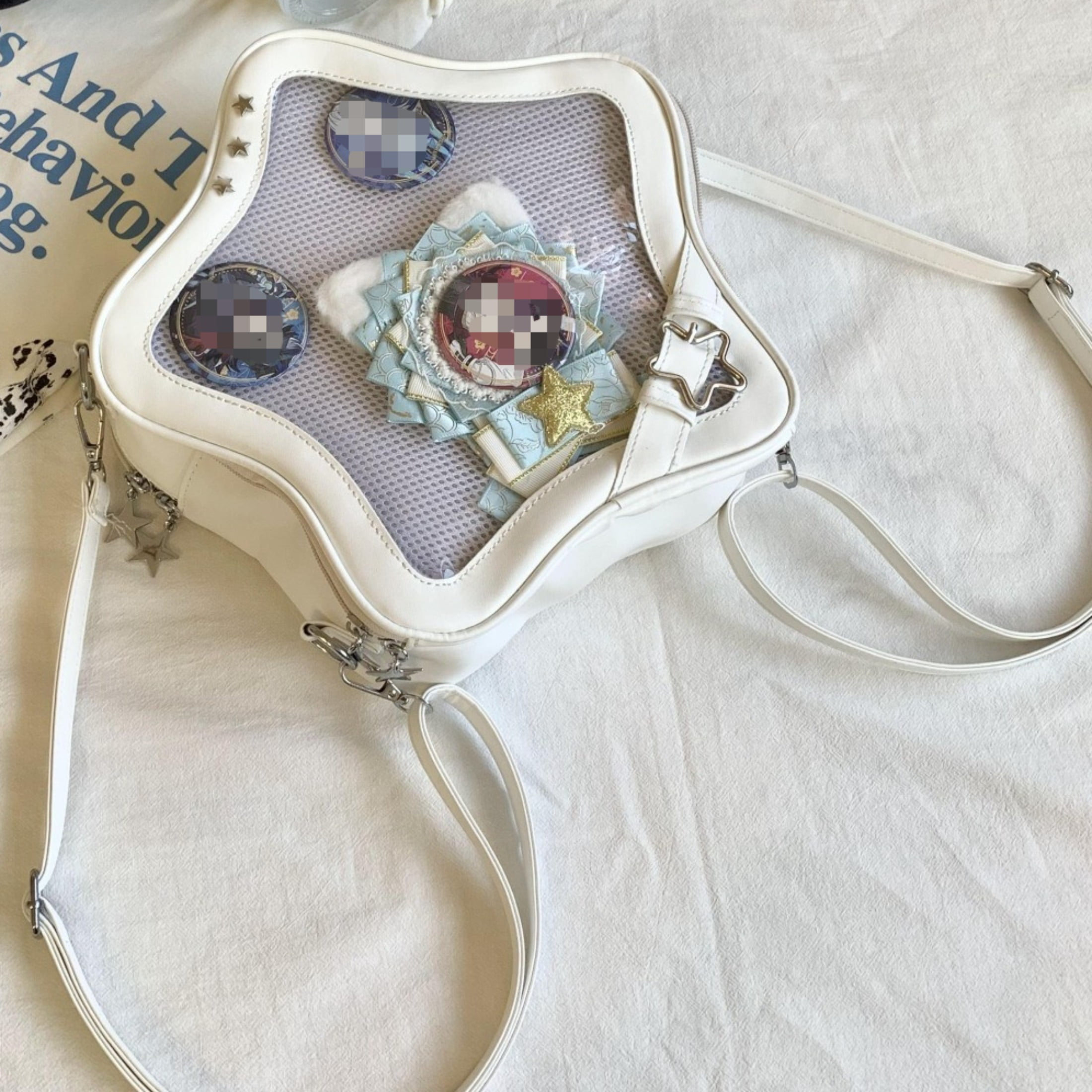 Kawaii Ita Bag Backpack Star Pins Display Crossbody Bag with Insert Y2k Aesthetic Cute Handbag for Anime Comic