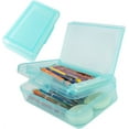 thumbnail image 5 of Pencil Box, Assorted Colors,8.07x4.92x1.97",Plastic Hard Pencil Case, Double Layer Large Capacity Plastic Pencil Case Transparent Crayon Case Hard Pen Case With Tight Lid Storage Craft Box,Light Blue, 5 of 9