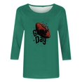 thumbnail image 4 of SOOMLON Womens 3/4 Sleeve T Shirts Plus Size Tunic Game Day Tops Casual Crewneck Shirts Cute Football Mom Print T Shirts 2025 Trendy Spring Summer Ladies Tops Loose Fit Outfits Pullover Green 2XL, 4 of 4
