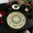 thumbnail image 5 of Virelaxpo Green Christmas Placemat with Pom Pom - Round Woven Table Mat for Holiday Dining, Snowflake and Reindeer Patterns, Heat Resistant and Easy Clean, 38x38cm, 5 of 6