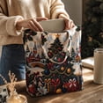 thumbnail image 7 of Christmas Tote Bag For Women, Reusable Quilted Shopping Tote With Reinforced Handles, Large Capacity Shopping Handbag Quilted Shoulder Carryall Vintage Christmas Tree Print, 7 of 7
