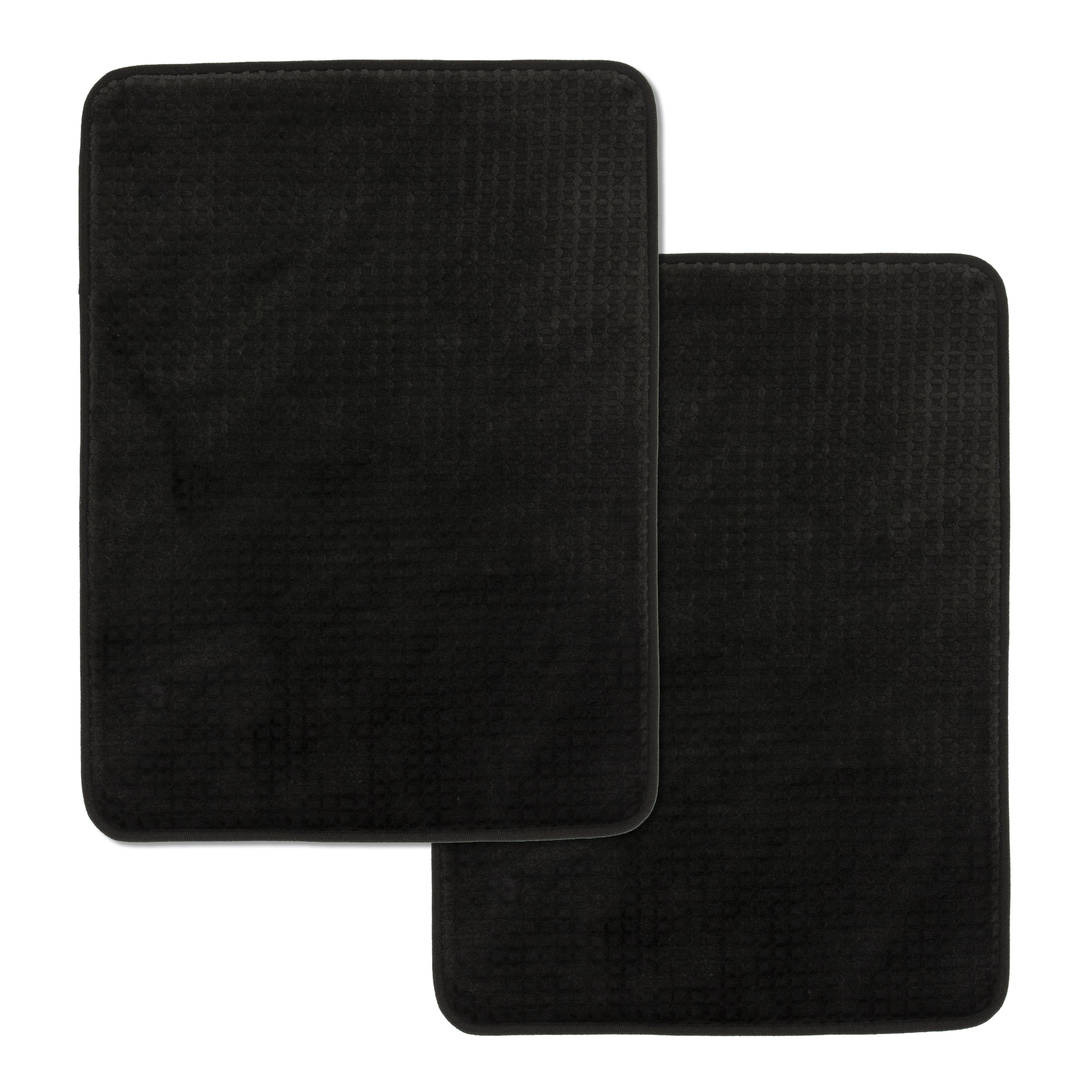 2pk. Mainstays Memory Foam Bath Mat Set, Black, 17" x 23"