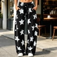 thumbnail image 4 of Womens Trendy Graphic Sweatpants Casual Baggy Elastic Waist Drawstring Wide Leg Pants Black S-3XL, 4 of 7