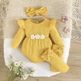 thumbnail image 2 of QUOTAY Adorable Girls Ribbed Knit Bodysuit with Cute Flutter Sleeves and Triangle Style Summer Outfit for Baby Toddler Yellow,12-18 Months, 2 of 9