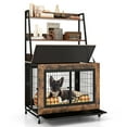 thumbnail image 1 of Gymax Meuble Cage pour Chien avec Étagères de Rangement Chenil Industriel pour Chien avec Dessus Rabattable Brun Rustique, 1 of 10