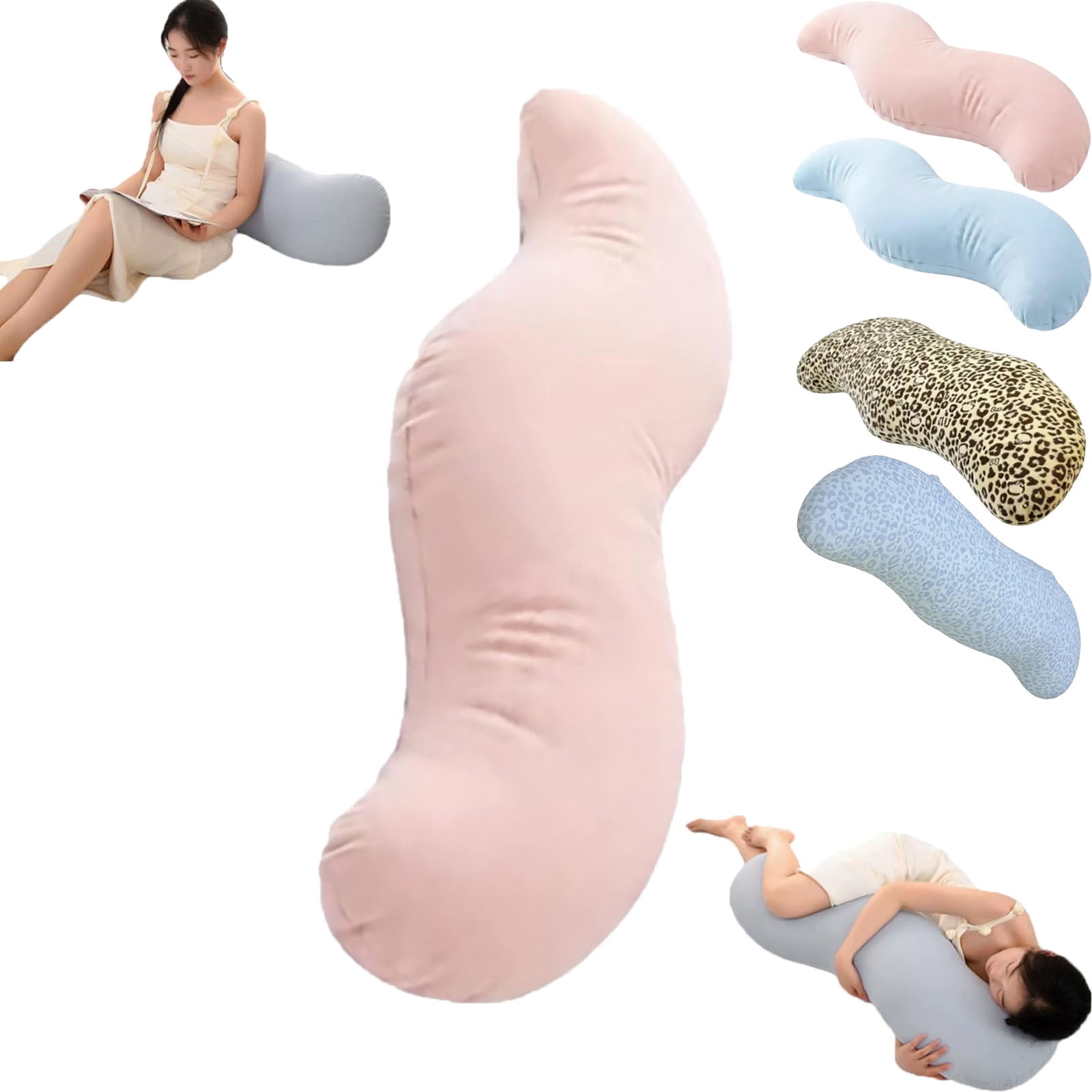 Pea Pod Body Pillow for Adults, Pea Pod Body Pillow for Side Sleepers, Soft Long Hugging Pillow with Removable Washable Cover, Multipurpose Back Leg Support Pillow for Bedroom Sofa Home (Blue)