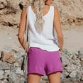 thumbnail image 6 of Lroveb Linen Shorts for Women, Elastic Waist Athletic Workout Shorts, Womens Fashion Casual High Pants Straight Leg Sports Loose Shorts Hot Pink, 6 of 7