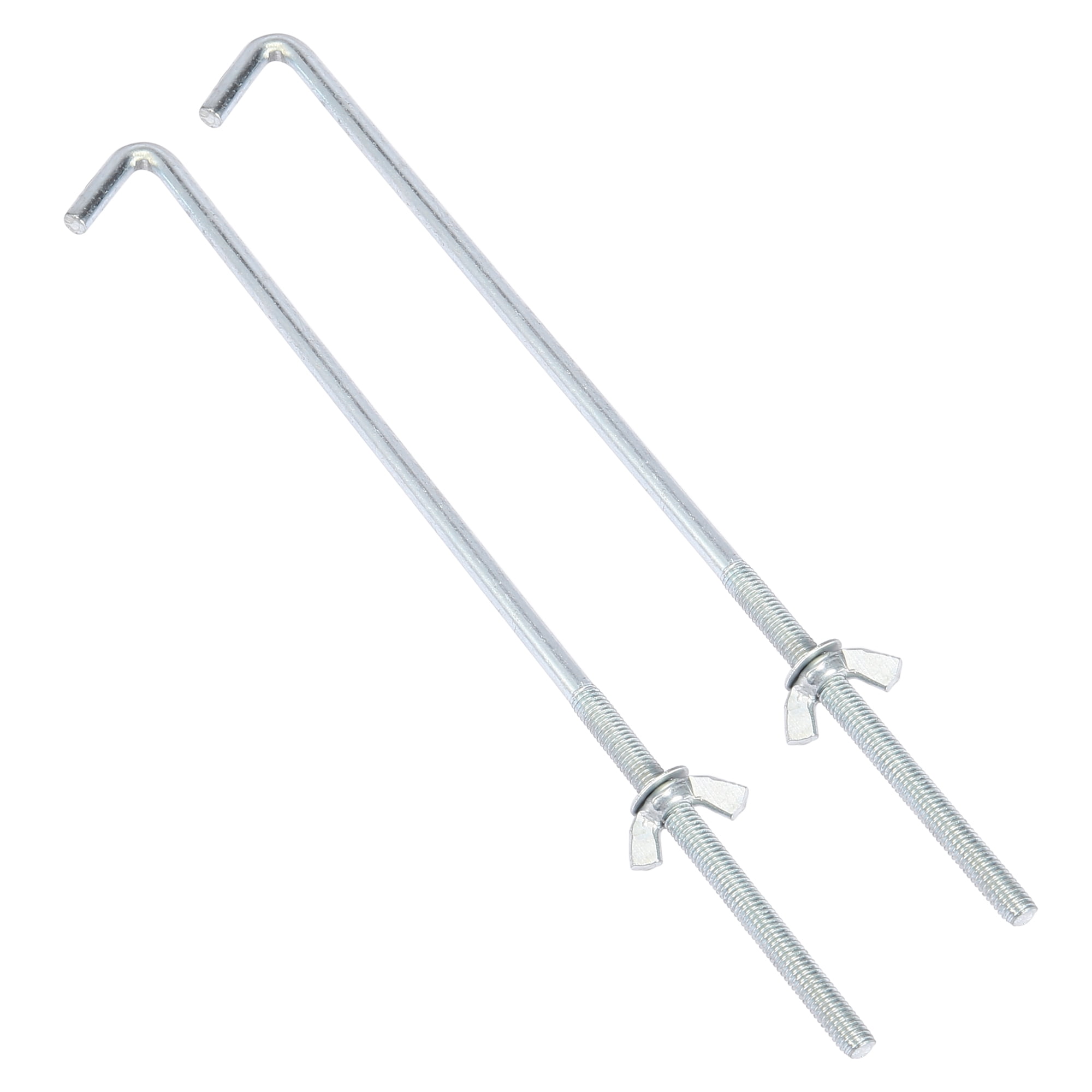 Pair Car Battery Hook Clamp Silver Tone Metal Battery Hold Down Hook