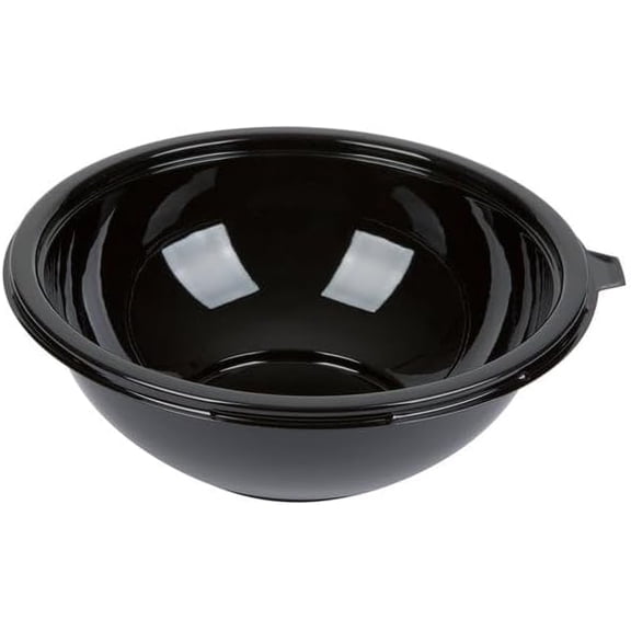 EcoQuality 80 oz Black Plastic Round Serving Bowl, Disposable Catering Bowl for Salads, Pasta, Snacks and Buffet Service (5)
