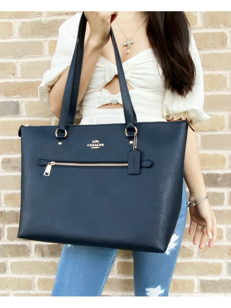 おねすと Coach 79608 Gallery Tote Crossgrain Leather Tote Midnight Blue