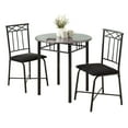 thumbnail image 1 of Monarch Specialties Dining Table Set, 3pcs Set, Small, 30" Round, Kitchen, Metal, Laminate, Grey Marble Look, Black, Transitional, 1 of 2