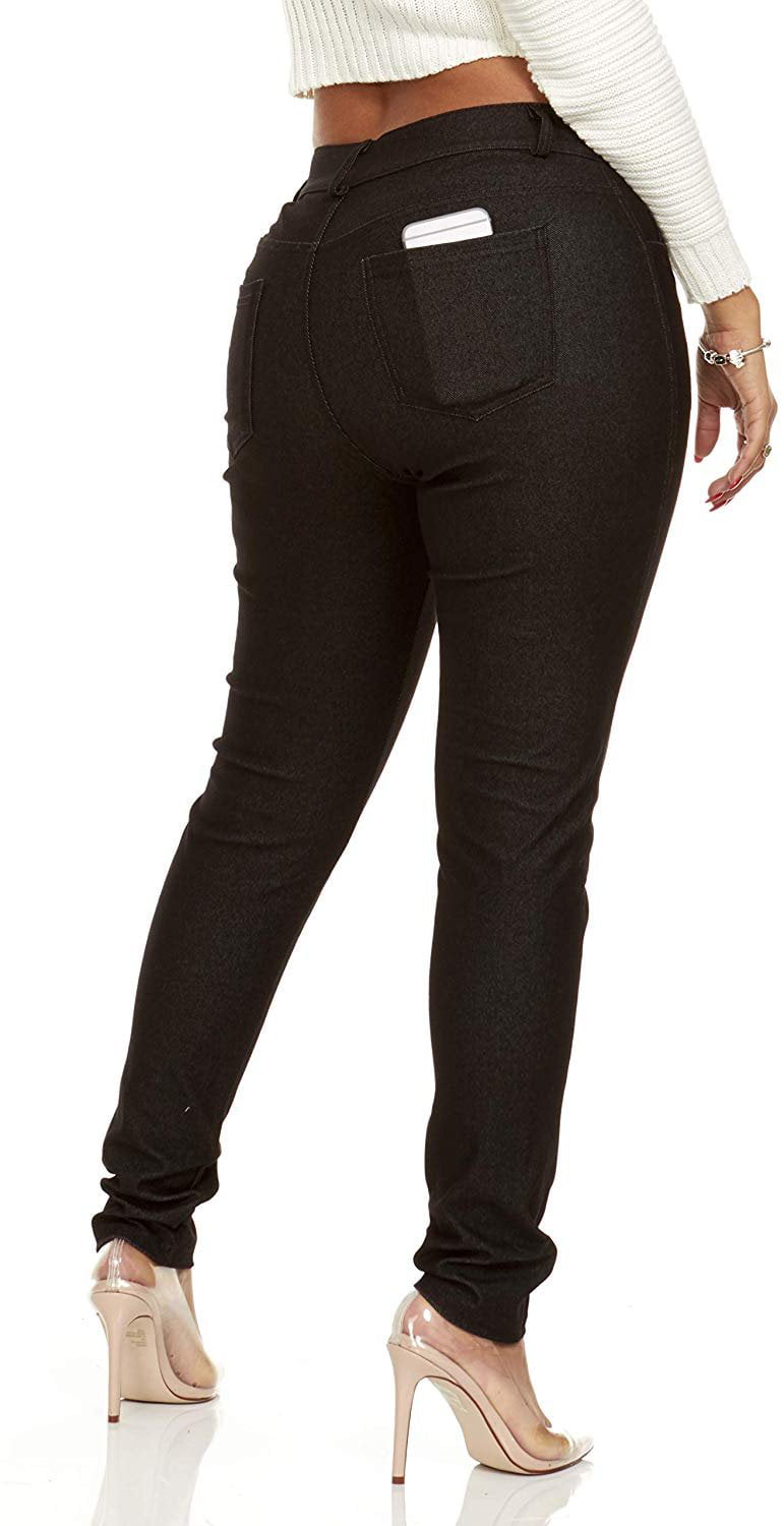 YDX Smart Jeans Jeggings Stretch Super Comfy Pants That Look Like Jeans  Juniors Shiny Black Size Medium
