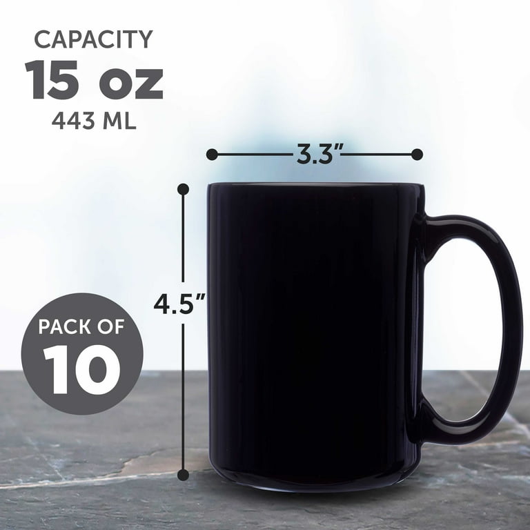 Large Ceramic Coffee Mugs 15 oz. Set of 10, Bulk Pack - Perfect for Coffee,  Tea, Espresso, Hot Cocoa, Other Beverages - Black - Walmart.com