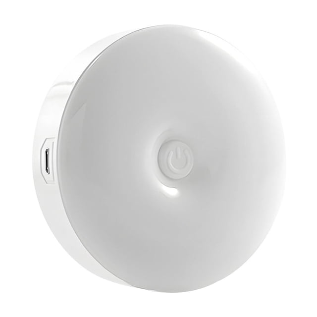 Lámpara De Pared De Plástico Lámpara de pared LED redonda de 8,6 x 8,6 x 2 cm con atenuación continua y base magnética para dormitorio, pasillo, dormitorio, iluminación blanca, pieza única Rkxzt