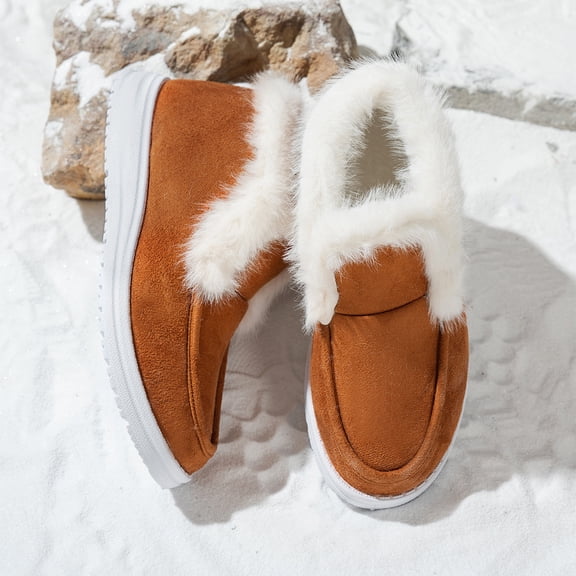 Womens Boots Ankle Booties Winter Snow Boots Slip on Insulated Fur Lined Lightweight Cold Weather Warm Short Booties