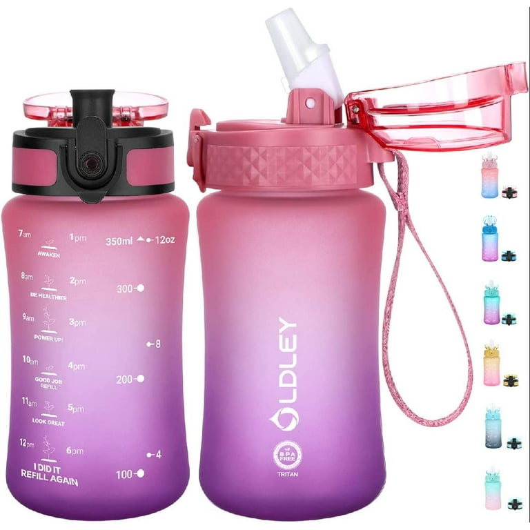 Oldley Insulated Water Bottle 12oz Stainless Steel Water Bottles with Straw  for Adults Kids, Double Wall Vacuum Bottles, Leak-Proof Sports water