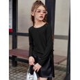 thumbnail image 3 of Arshiner Girls Long Sleeve T-Shirts Ruched Knot Side Tunic Blouse Tee Tops, 3 of 7