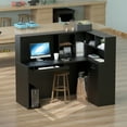thumbnail image 5 of KULAGAGAL-Shaped Executive Office Desk with Lateral File Cabinet, Computer Desk Reception Center Desk Bar Table Cash Register Counter , Black, 5 of 7