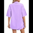thumbnail image 4 of Conjunto de Chándal de 2 Piezas para Mujer, de Verano, con Top de Corta y Pantalones Cortos. Púrpura S, 4 of 9