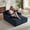 Blue, variant on Oversized Chaise Lounge Chair Indoor, Comfy Deep Seat Sleeper Cloud Couch with 2 Cup Holder & Throw Pillow, Faux Fur Upholstered Deep Seat Accent Chair for Living Room & Office, No Assembly Required