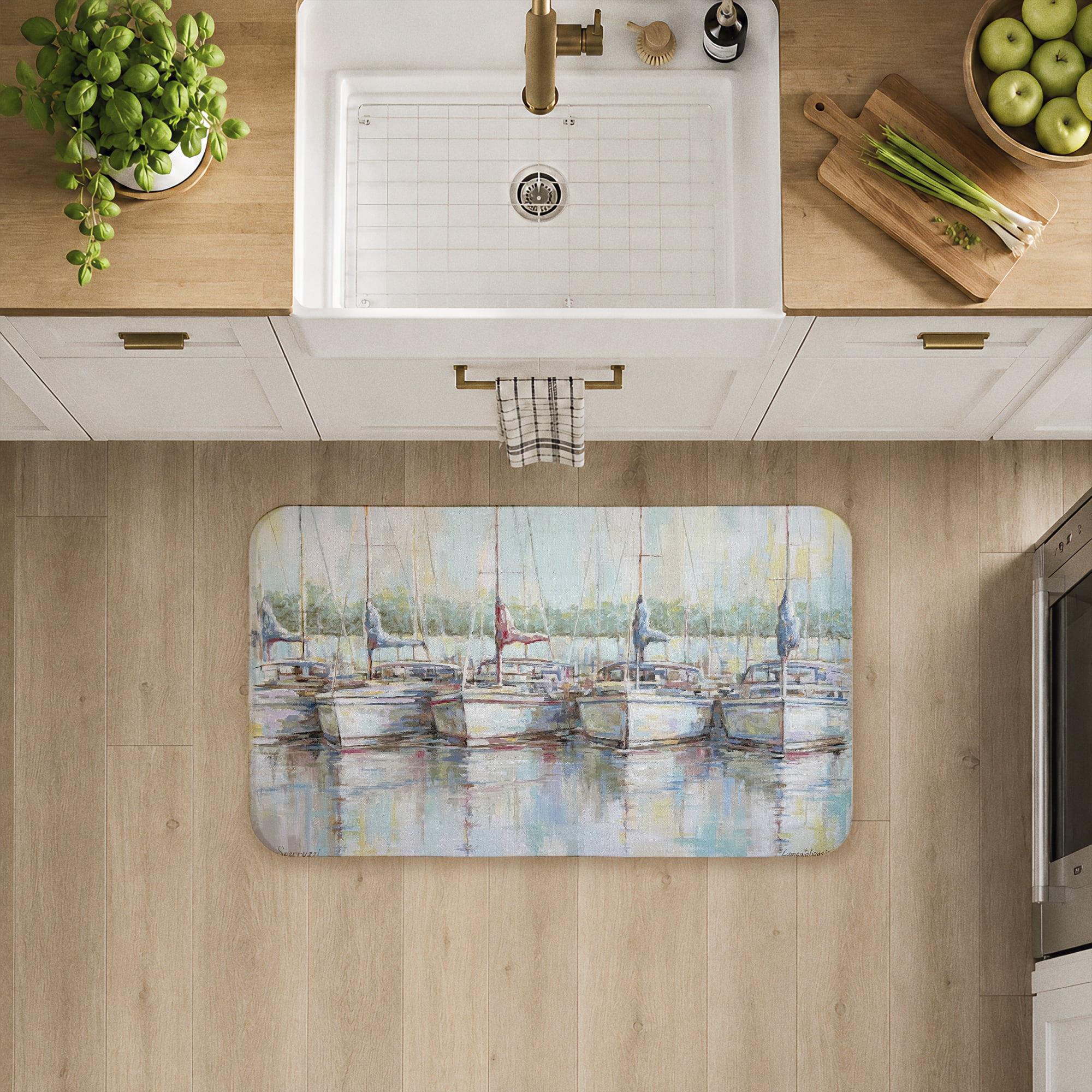 Stupell Industries Morning At The Marina Printed Anti-Fatigue Floor Mat, design by Linda Sperruzzi