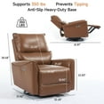 thumbnail image 3 of Power Swivel Rocker Recliner Chair for Adults, Leather Glider Rocking Recliner for Nursery, Modern Small Recliners for Small Spaces/Living Room/RV, Brown, 3 of 9