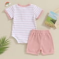thumbnail image 4 of Kogui Baby Boy Clothes Baby Boy Summer Clothes Little Brother Newborn Outfit Short Sleeve Romper Casual Shorts Set 0 3 6 9 12 18 24 Months (Pink,9-12 Months), 4 of 7