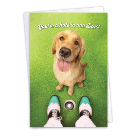 NobleWorks Funny Father's Day Greeting Card with 5 x 7 Inch Envelope (1 Card) Dad Golf Dog C10950FDG
