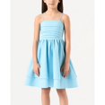 thumbnail image 4 of SGMVNU Girls Dress Summer Spaghetti Straps Smocked Ruched A Line Swing Dress Flowy Double Layered Tween Girl Party Dresses, Size 12 Years, Blue, 4 of 8