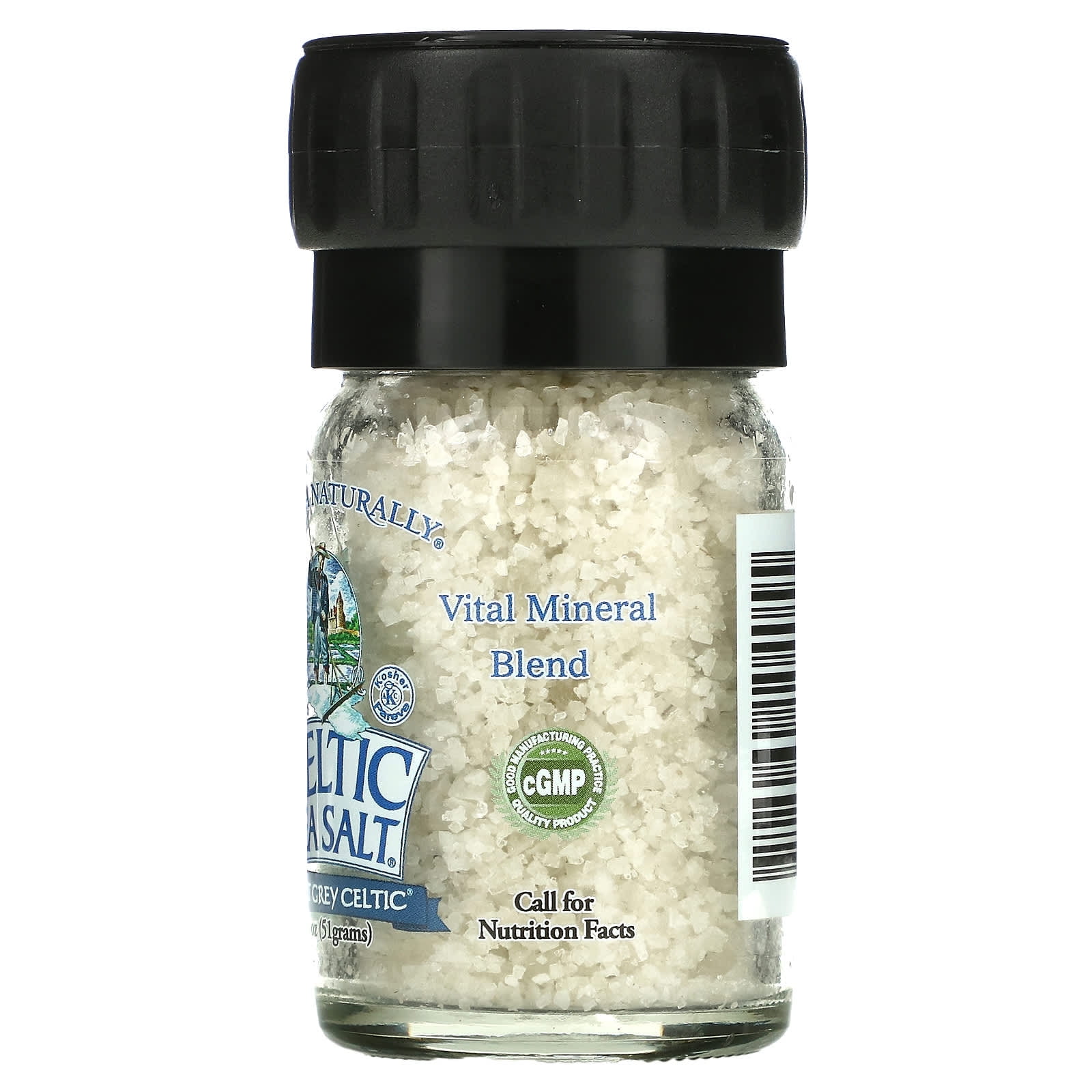 Celtic Sea Salt, Light Grey Celtic, Vital Mineral Blend, Mini Salt Grinder, 1.8 oz Pack of 2