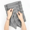 thumbnail image 5 of American Soft Linen Luxury Turkish Hand Towel Set, 100% Cotton 4 Piece Hand Face Towels for Bathroom and Kitchen, Light Grey, 5 of 9