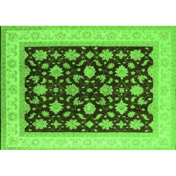 Ahgly Company Indoor Rectangle Oriental Green Industrial Area Rugs, 2' x 3'