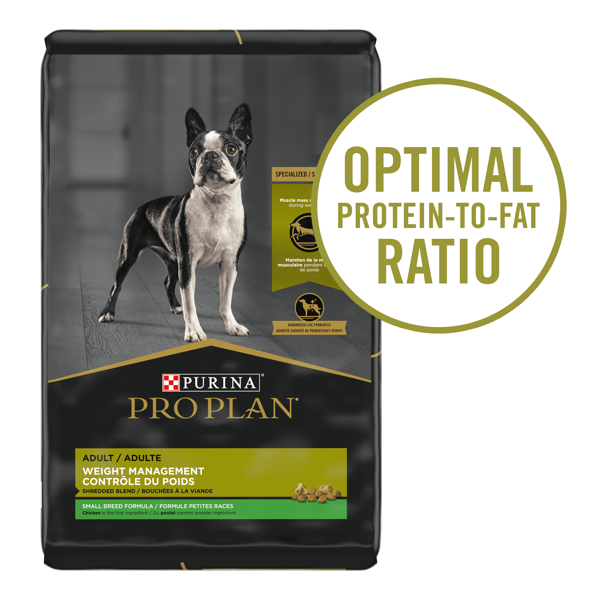 Purina Pro Plan With Probiotics Small Breed Dry Dog Food, Specialized Weight Management Shredded Blend, 6 lb. Bag