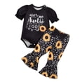 thumbnail image 3 of Conjunto de ropa para niña, conjunto de ropa de verano para niña, camisetas, tops, pantalones acampanados 9 a 12 meses, 3 of 9