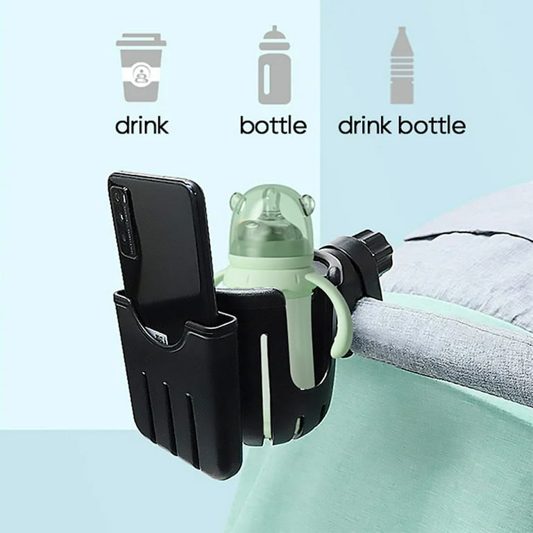 Accmor Stroller Cup Holder with Phone Holder/Organizer, Universal Bike Cup  Holder, 2-in-1 Bottle Holder for Stroller, Bike, Wheelchair, Walker