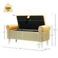 thumbnail image 6 of Dazone Armed Indoor Storage Bench, 47 inches Ottoman with Storage, Velvet Bedroom Bench Safety Hinge Ottoman, Large Storage Ottoman Bench with Button-Tufted,Living Room Porch Entryway, Yellow, 6 of 9
