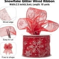 thumbnail image 2 of Snowflake Glitter Wired Ribbon for Christmas Tree, Gift Wrapping, 2.5 Inch x 10 Yards Sheer Organza Ribbon with Glitter Snowflake Pattern for Crafts, Bows Making, Garlands, 2 of 6