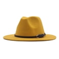 thumbnail image 4 of Sombrero de Jazz elegante a la moda de estilo coreano, cinturón de cuero para primavera y otoño e invierno, sombrero de Jazz informal de lana a la moda para mujer, 4 of 6