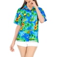 thumbnail image 5 of HAPPY BAY Women's Button Down Blouses Floral Summer Beach Party Shirt Short Sleeve Vacation Tops Hawaiian Shirts for Women L Ocean Chart, Autumn Turquoise, 5 of 6