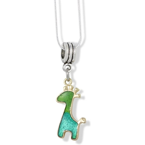 EPJ Giraffe with Four Horns and Tail Charm Snake Chain Necklace