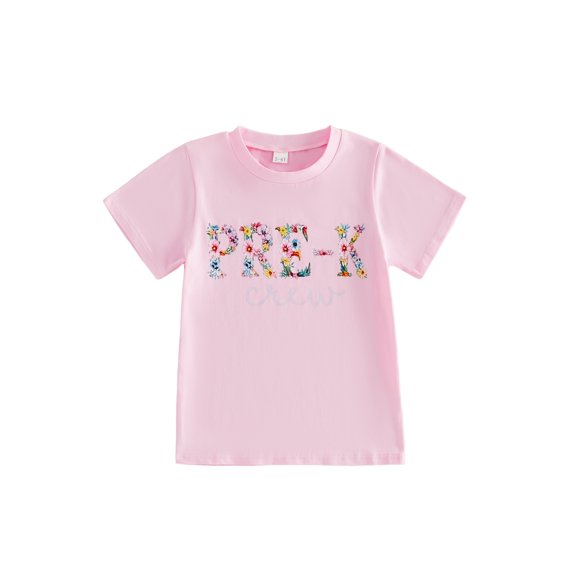 BemeyourBBs Toddler Baby Girl Back to School T-Shirts Kindergarten Shirt Outfits 3 4 5 6 7 Years Letter Print Short Sleeve Shirts Summer Casual Pullover Tee Shirts Tops